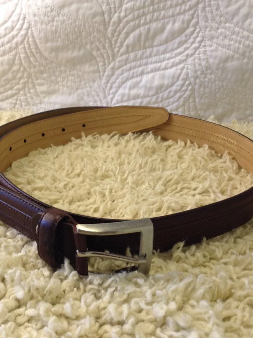 NWOT Real Leather Italian Brown Dress Belt Professional Ivy League 42